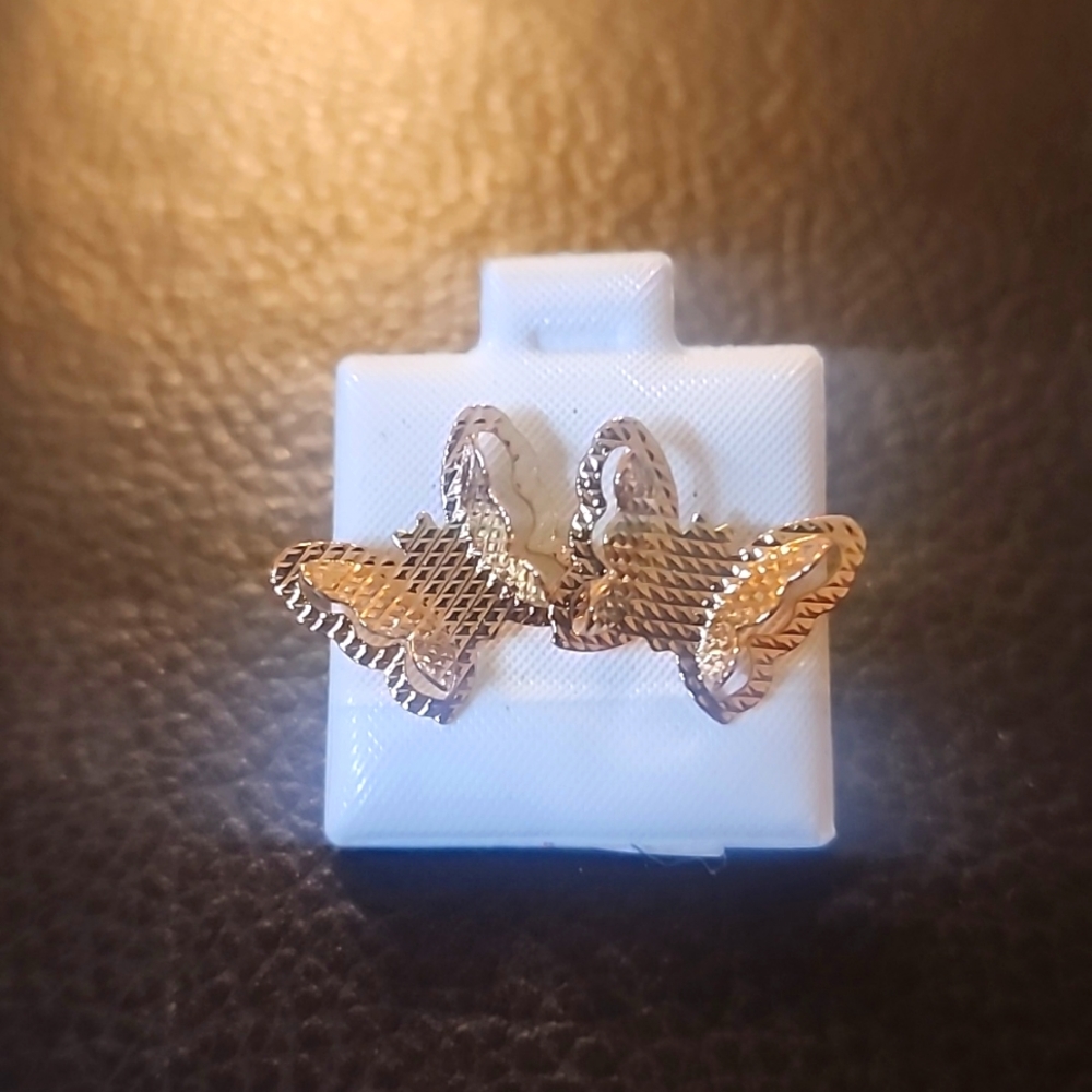 3D 18kgold plated Butterfly earrings